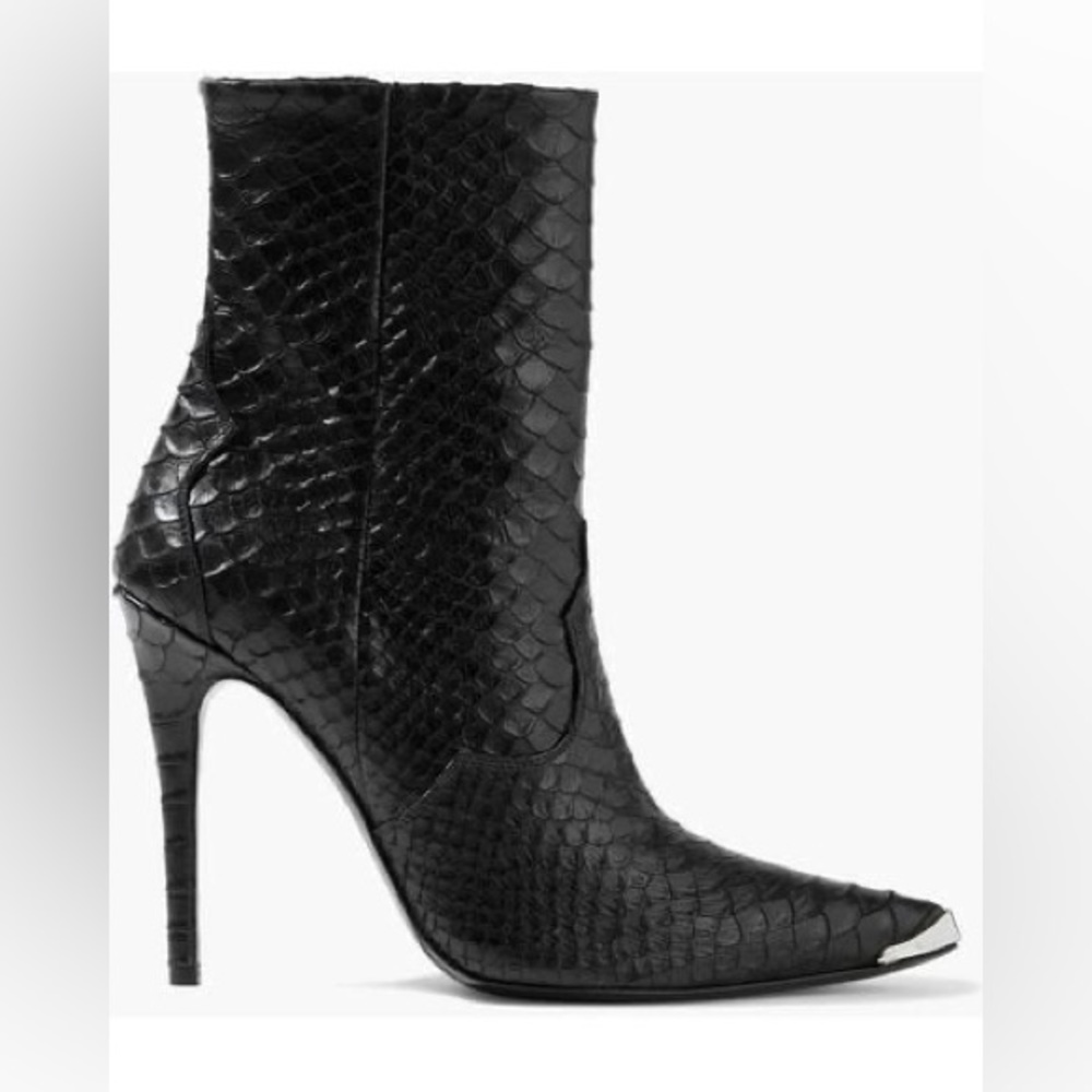 AMIRI SNAKE PRINT LEATHER BOOTS